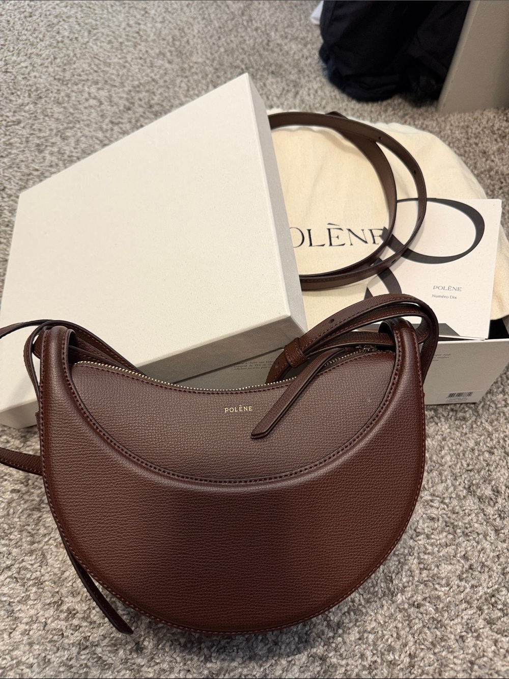 Polene numero dix textured sandalwood purse bag